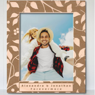 Marcos Grabados Patrón de hojas románticas Boda recién casado