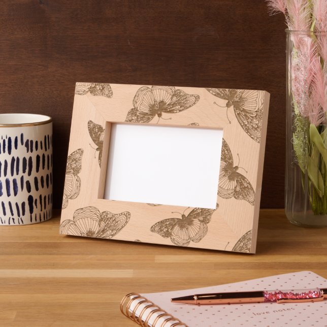 Marcos Grabados Patrón de mariposa de lápiz y tinta (Izquierda)