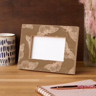 Marcos Grabados Patrón de mariposa de lápiz y tinta