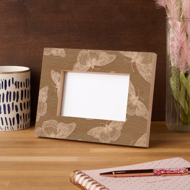 Marcos Grabados Patrón de mariposa de lápiz y tinta (Izquierda)