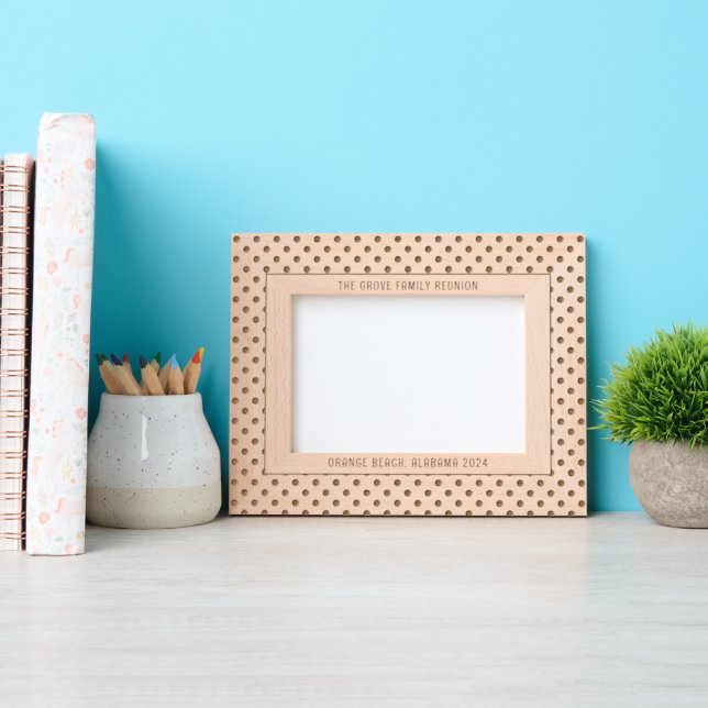 Marcos Grabados Patrón de punto de polka con texto Personalizado (Anverso)