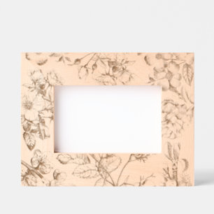 Marcos Grabados Patrón Floral Botánico Toile Azul Vintage Antiguo