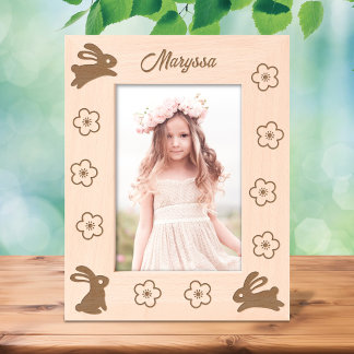 Marcos Grabados Pequeños conejitos y flores de 5 x 7