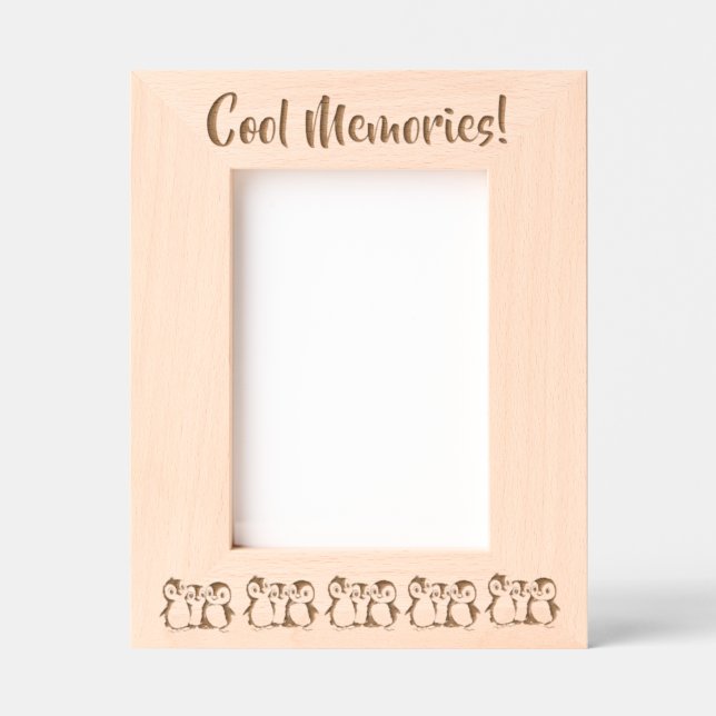 Marcos Grabados Pequeños pingüinos personalizados, invierno, retra (Anverso)