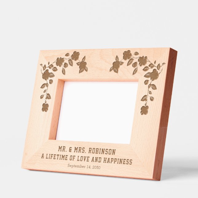 Marcos Grabados Personaliza | Floral Elegante Bodas de Aniversario (Izquierda)