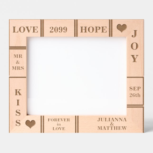 Marcos Grabados Personalizado boda o aniversario Texto 10x8 (Anverso)