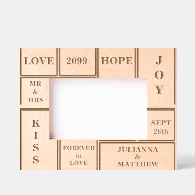 Marcos Grabados Personalizado boda o aniversario Texto 6x4 (Anverso)