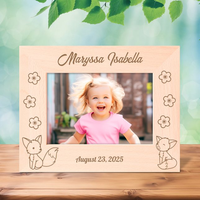 Marcos Grabados personalizado de 2 zorros y flores de Personalizad (Subido por el creador)