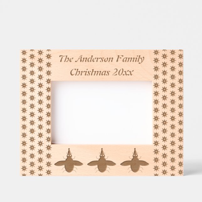 Marcos Grabados Personalizado de flores de abeja y poinsettia para (Anverso)