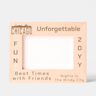 Marcos Grabados Personalizado minimalista Chicago City Skyline Sil