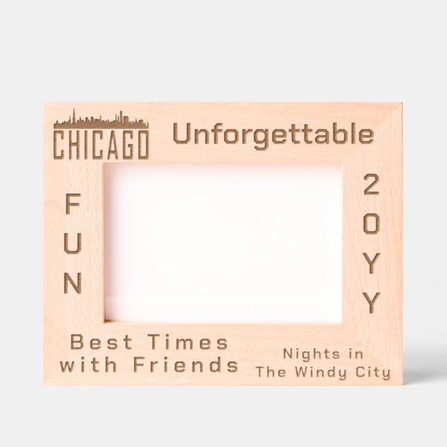 Marcos Grabados Personalizado minimalista Chicago City Skyline Sil (Anverso)
