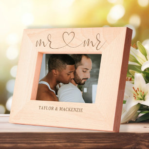 Marcos Grabados Personalizado Sr. y Sr. Gay Parejas Nombres Corazó