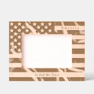 Marcos Grabados Personalizado US Motto y la bandera estadounidense
