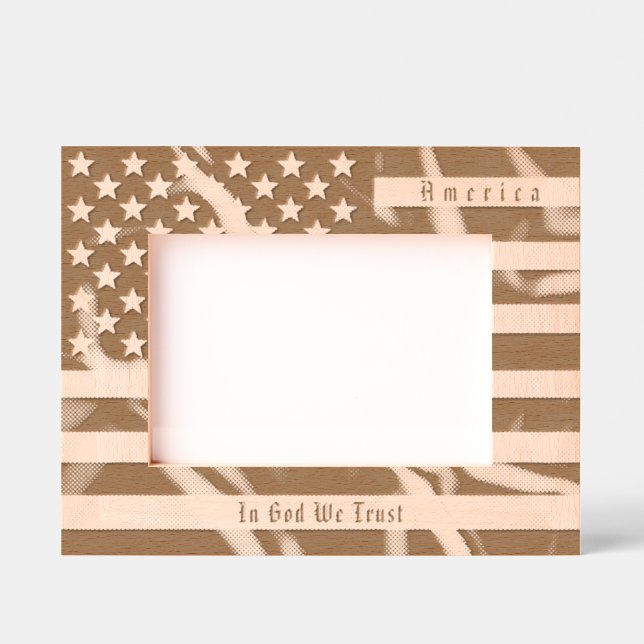 Marcos Grabados Personalizado US Motto y la bandera estadounidense (Anverso)