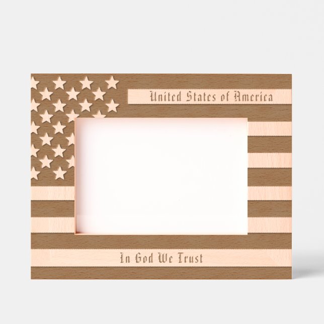 Marcos Grabados Personalizado USA Motto y bandera estadounidense (Anverso)