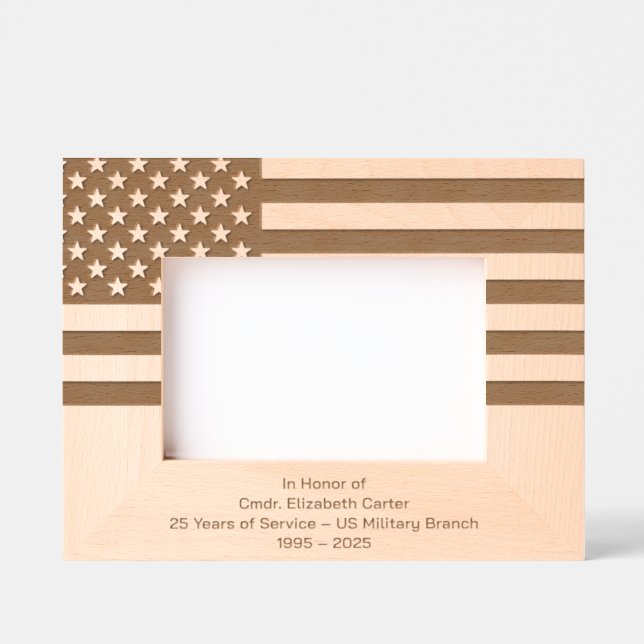 Marcos Grabados Personalize | American Flag Military Retirement (Anverso)