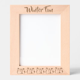 Marcos Grabados Pingüinos personalizados, invierno, retrato de 8 x