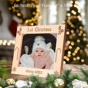 Marcos Grabados Primera Navidad Holly, Candy Canes, Mostrar nombre