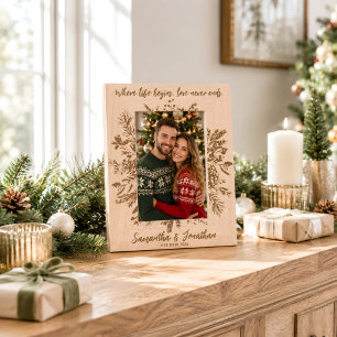 Marcos Grabados Recuerdo de foto de Navidad de pareja con nombre p
