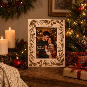 Marcos Grabados Recuerdo de Foto de Navidad para Pareja con Nombre