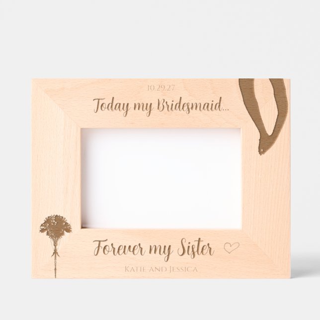 Marcos Grabados Regalo de dama de honor/hermana personalizado (Anverso)