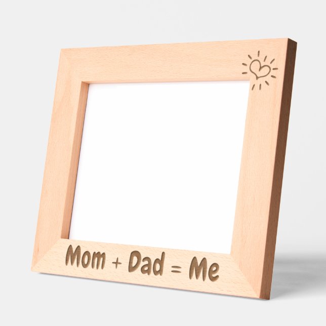 Marcos Grabados Regalo fotográfico para bebé, mamá + papá = yo 10x (Izquierda)