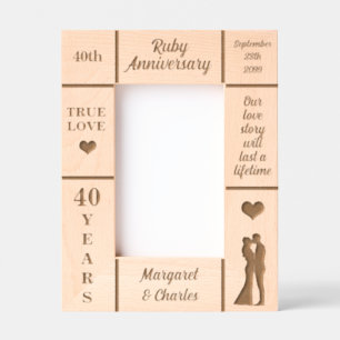 Marcos Grabados Retrato 4x6 Ruby 40 aniversario Boda