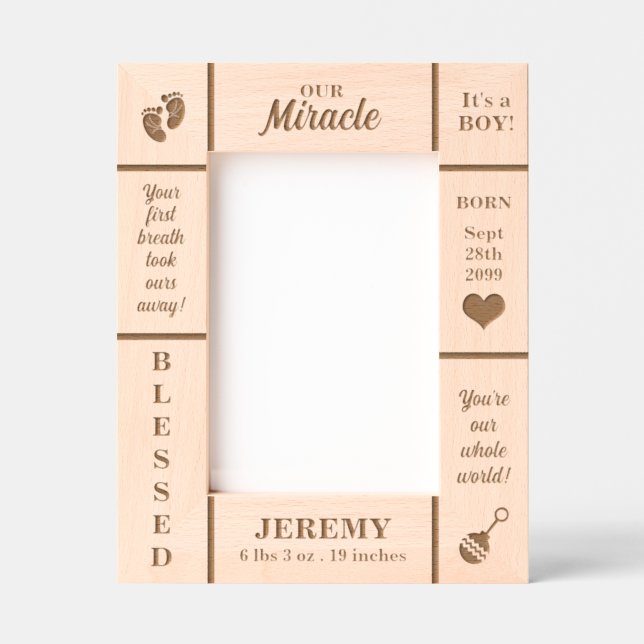 Marcos Grabados Retrato 5 x 7 Recién nacido personalizado (Anverso)