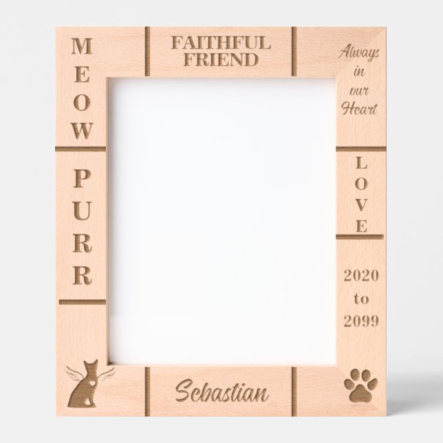 Marcos Grabados Retrato 8x10 Mascota Ángel Nombre de gato Año (Anverso)