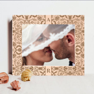 Marcos Grabados Retro Elegante Nombre Pareja Floral Monograma Inic