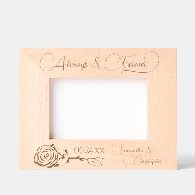 Marcos Grabados Rosa siempre y para siempre elegante Boda pequeño (Anverso)