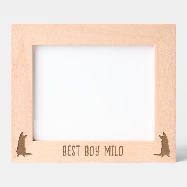 Marcos Grabados Silhouette de Pastor Alemán Personalizada Grabada  (Anverso)