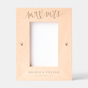 Marcos Grabados Sr. y Sra. Heart Calligraphy Boda Photo