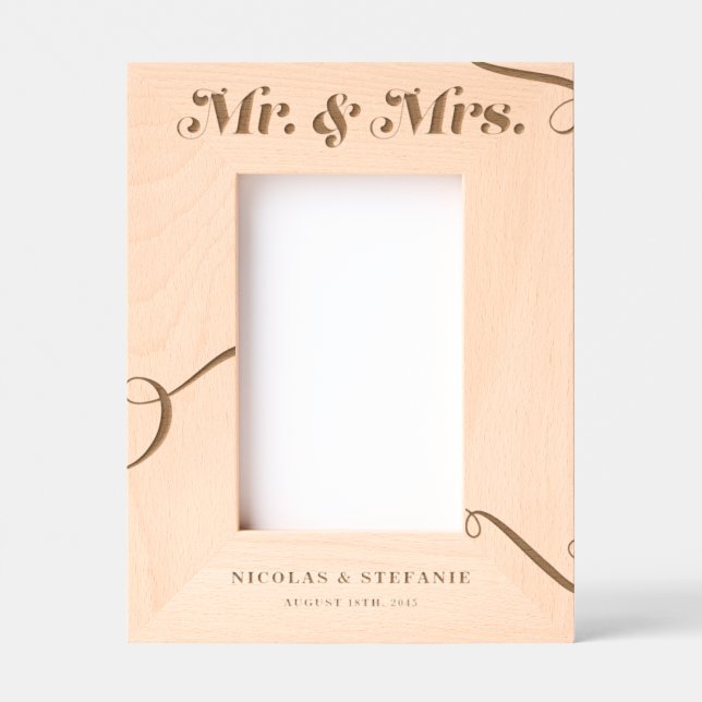 Marcos Grabados Tipografía de Retro Flourish Mr. y Mrs. Boda (Anverso)