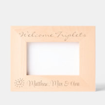 Trillizos de bienvenida, con nombres, foto, 6x4",