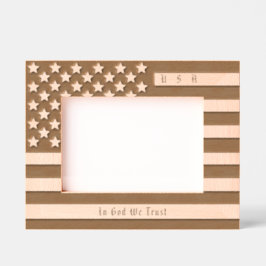 Marcos Grabados USA Motto personalizado, bandera estadounidense