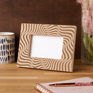 Marcos Grabados Wavy Geométrico Láser Etched Wood Picture Frame