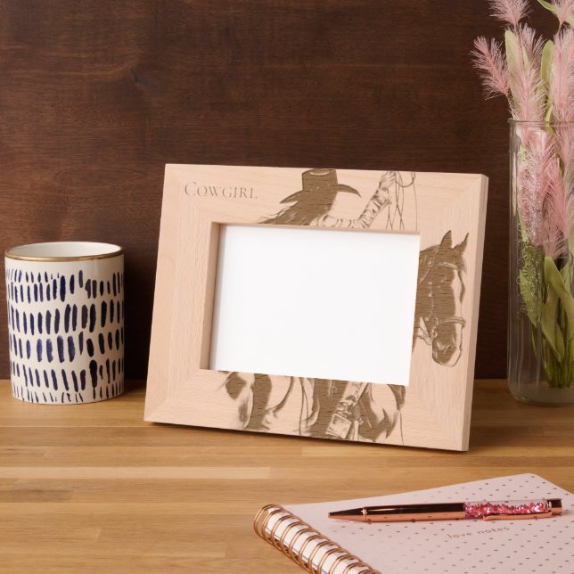 Marcos Grabados Western Cowgirl on Horse (Izquierda)