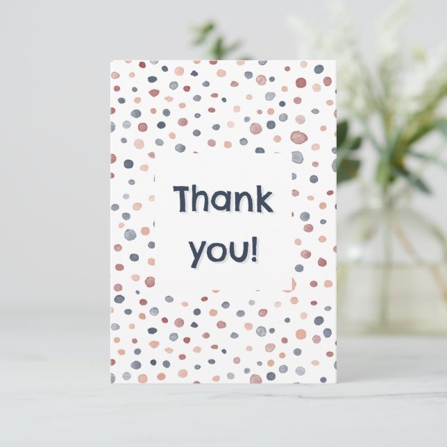 Marcus Confetti Watercolor Dots Gracias Tarjeta (Anverso de pie)