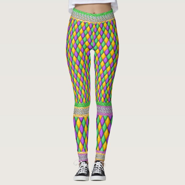 Mardi Gras 6a Diamonds Pop Fashion Leggings (Anverso)