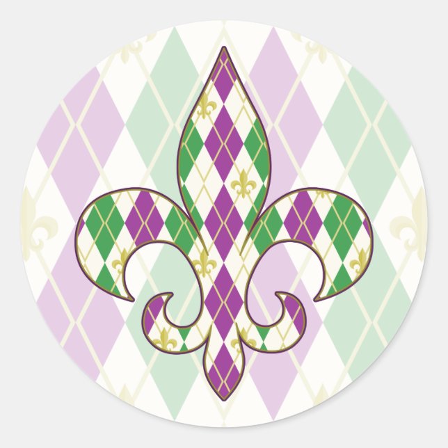 Mardi Gras Argyle Pegatina (Anverso)