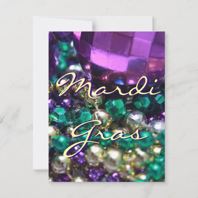 Mardi Gras Bead Tira Tarjetas de Invitación Person (Anverso)
