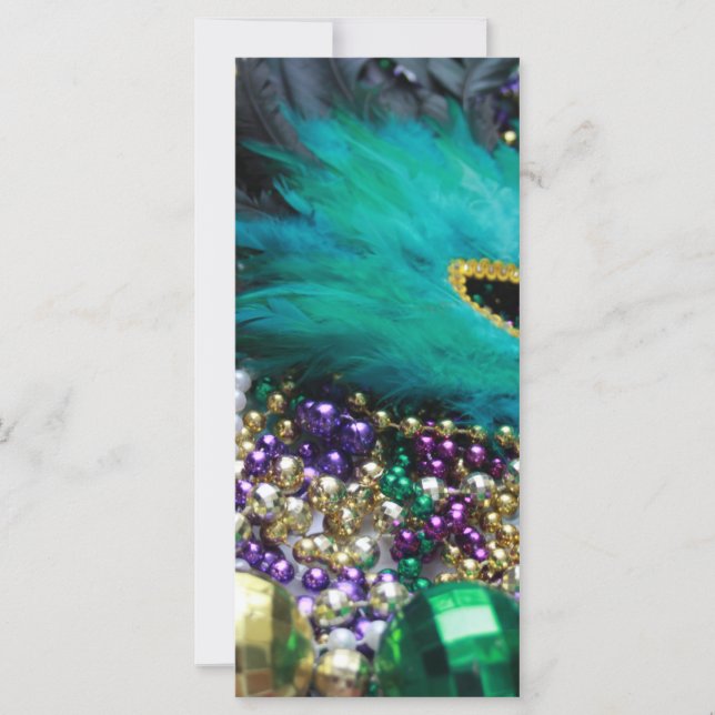 Mardi Gras Beads & Green Feather Mask (Anverso)