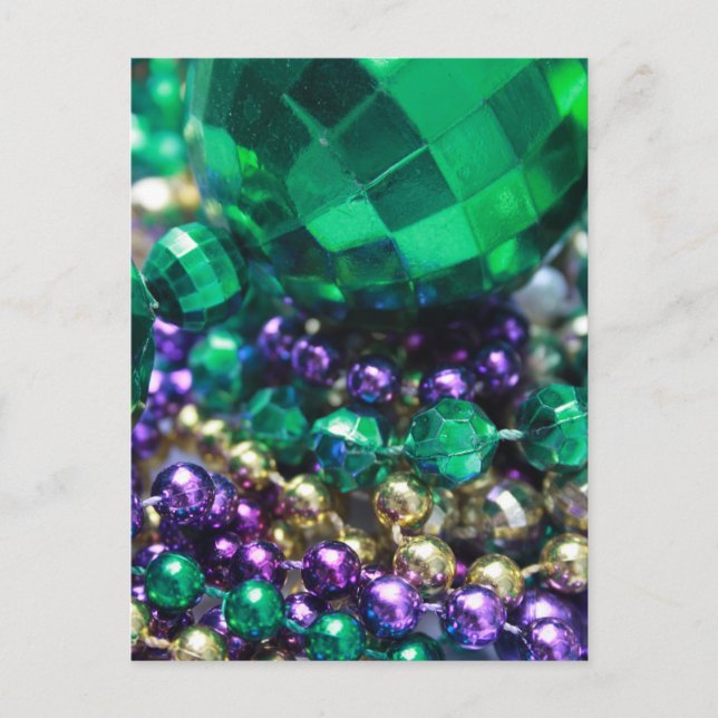 Mardi Gras Beads Invitaciones a la tarjeta postal  (Anverso)