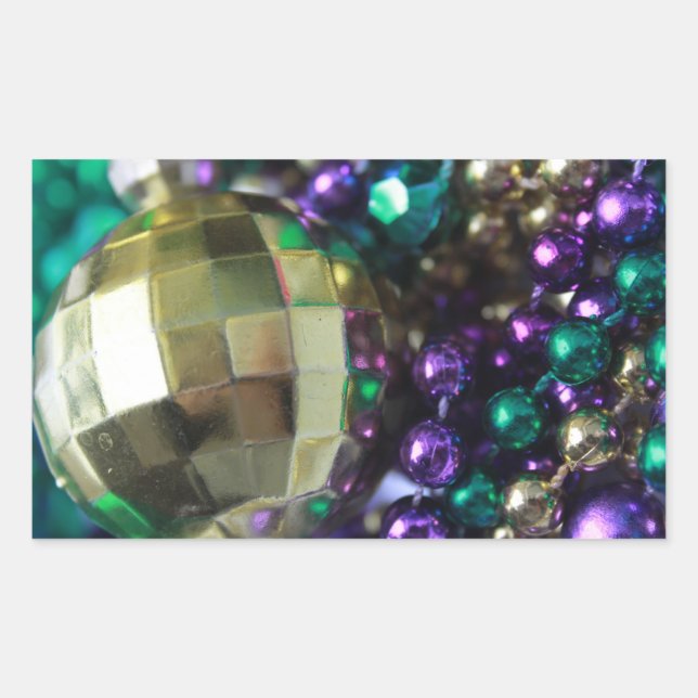 Mardi Gras Beads Pegatinas del Rectángulo Personal (Anverso)