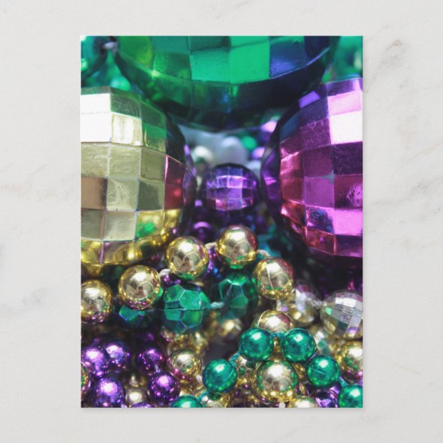 Mardi Gras Beads Postcard Invitaciones Plantillas (Anverso)