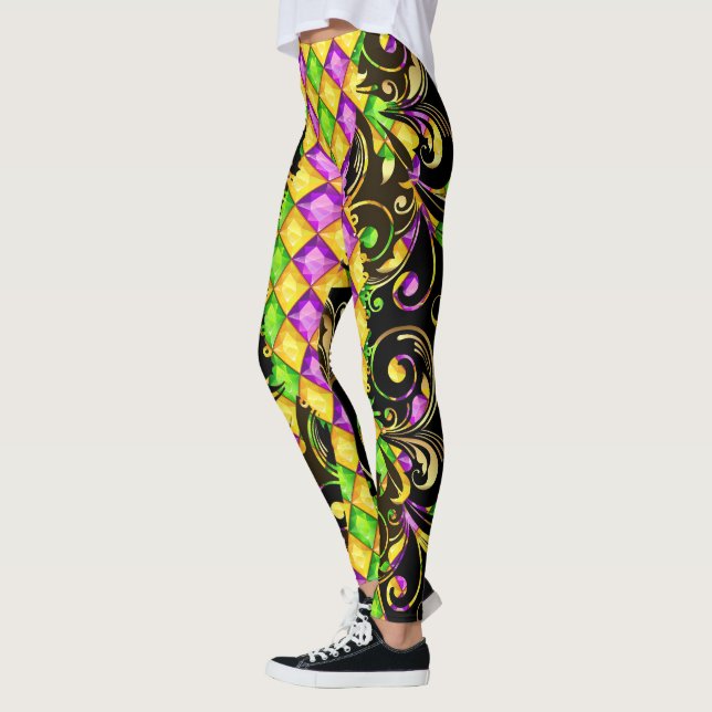 Mardi Gras Diamonds Pop Fashion Leggings (Izquierda)