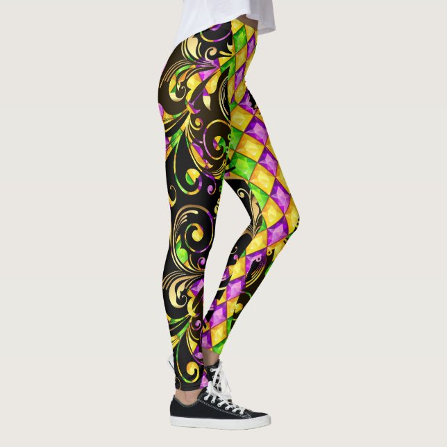 Mardi Gras Diamonds Pop Fashion Leggings (Derecha)