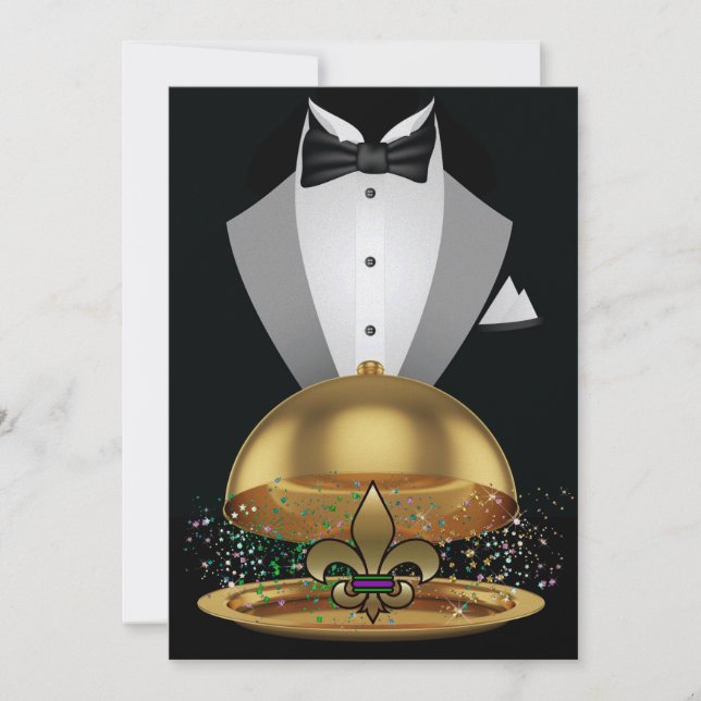 Mardi Gras Elegant Invitación - SRF (Anverso)