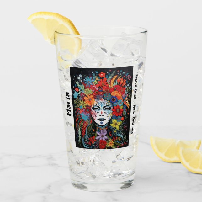 Mardi Gras Fiesta Máscara y Nombre de la dirección (Anverso (hielo))